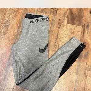 Nike Kids Pro Gray and Black Leggings